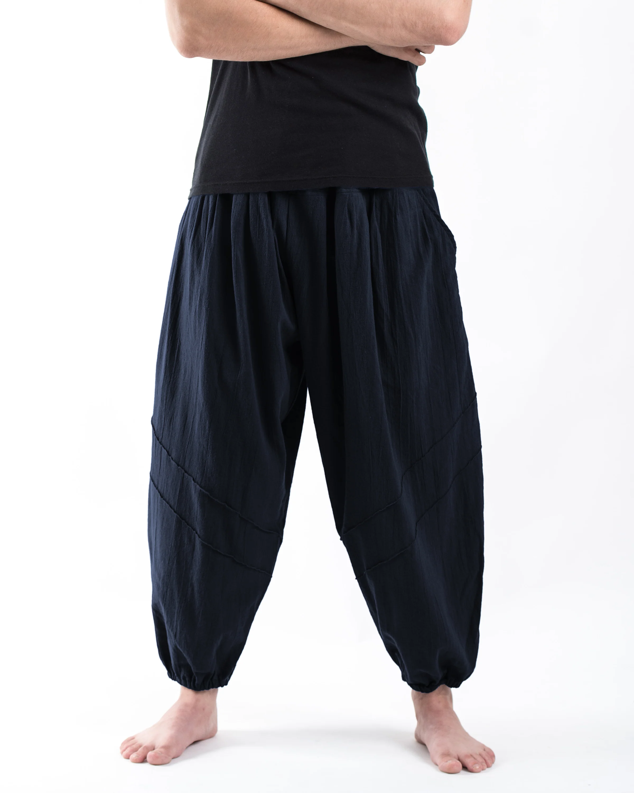 Genie Men's Cotton Harem Pants in Navy