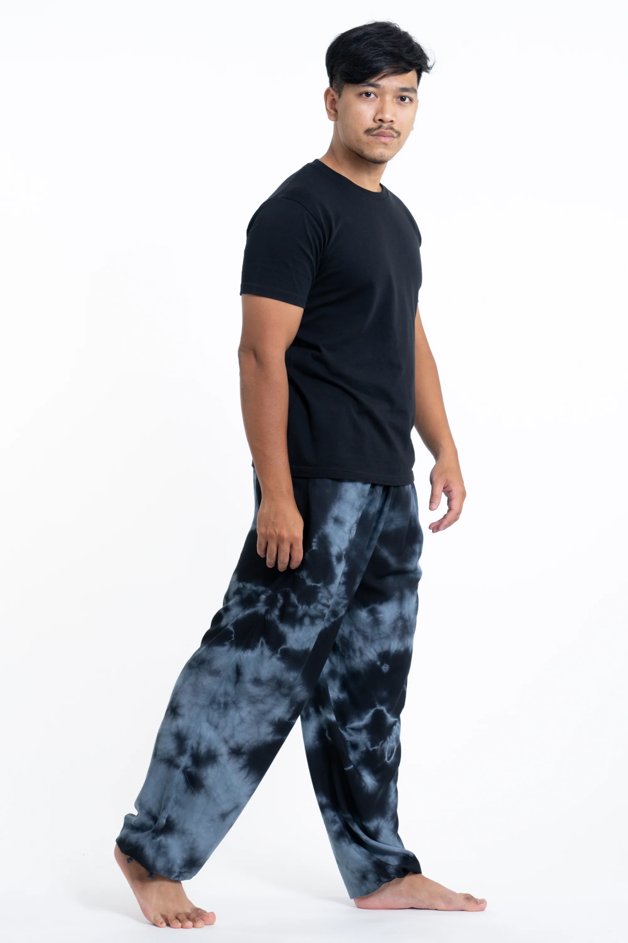 838-Tie-Dye-Drawstring-Men-s-Yoga-Massage-Pants-in-Black-3.webp Tie Dye Drawstring Men's Yoga Massage Pants in Black
