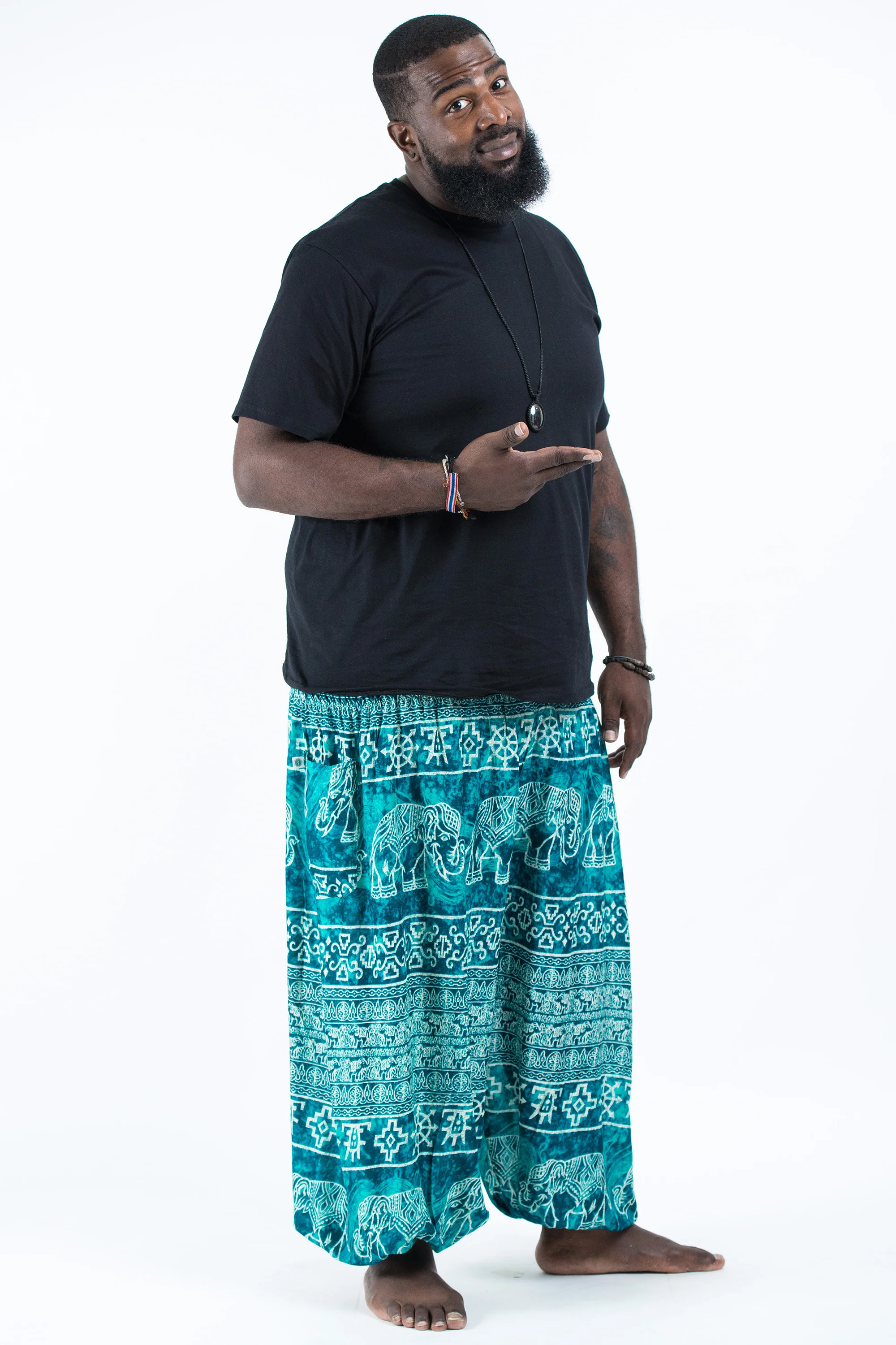 855-Plus-Size-Marble-Elephant-Men-s-Elephant-Pants-in-Turquoise-3.webp Plus Size Marble Elephant Men's Elephant Pants in Turquoise