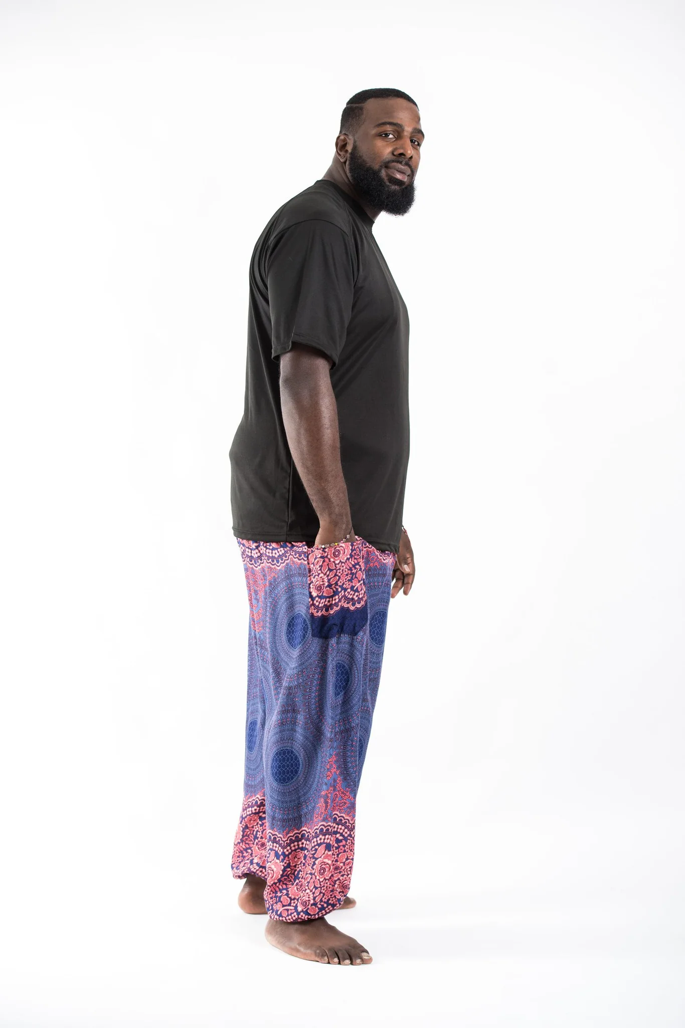 856-Plus-Size-Geometric-Mandalas-Men-s-Harem-Pants-in-Blue-3.webp Plus Size Geometric Mandalas Men's Harem Pants in Blue