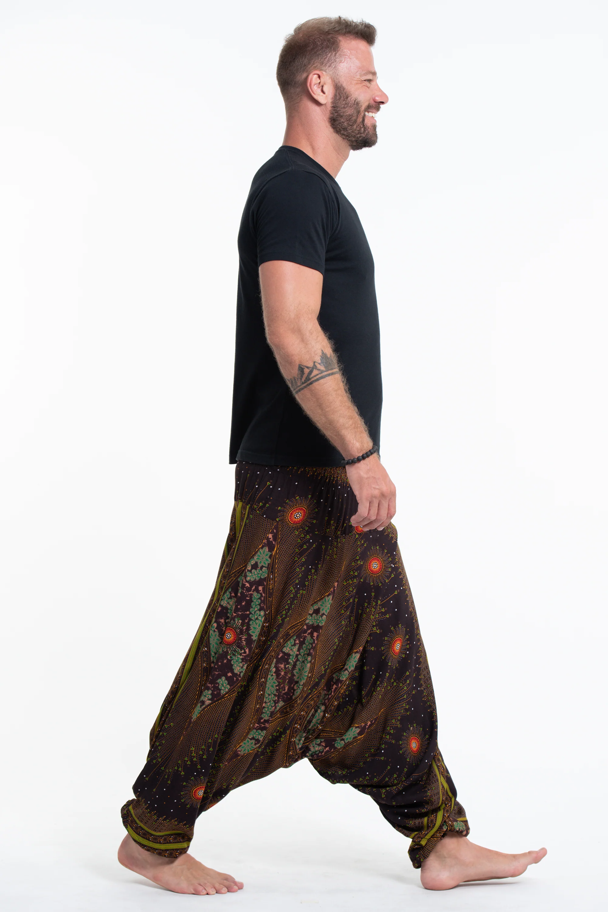 858-Peacock-Eye-Drop-Crotch-Men-s-Harem-Pants-in-Brown-3.webp Peacock Eye Drop Crotch Men's Harem Pants in Brown