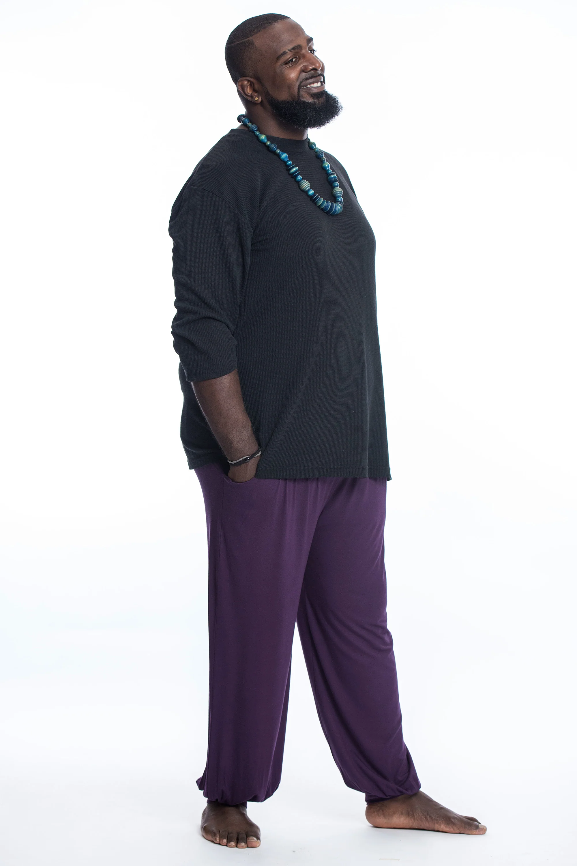 868-Plus-Size-Cotton-Men-Harem-Pants-in-Solid-Purple-3.webp Plus Size Cotton Men Harem Pants in Solid Purple