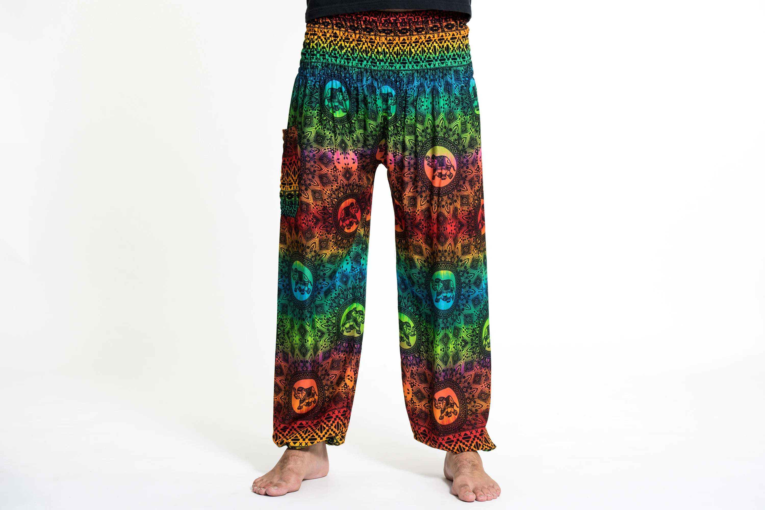 Rainbow Elephant Men's Elephant Pants in Orange