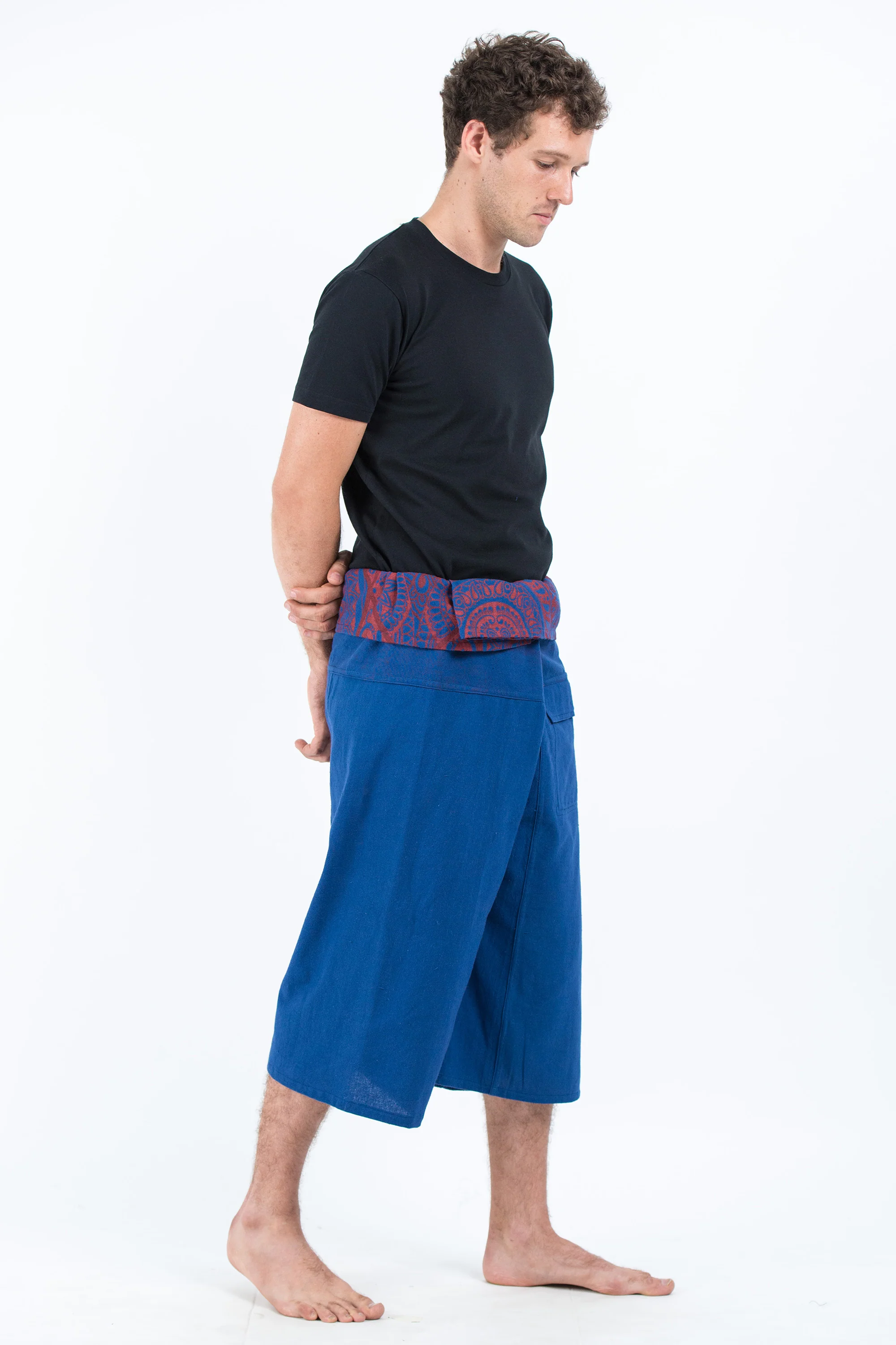 870-Men-s-Cropped-Fisherman-Pants-with-Pattern-Waist-Band-in-Blue-3.webp Men's Cropped Fisherman Pants with Pattern Waist Band in Blue