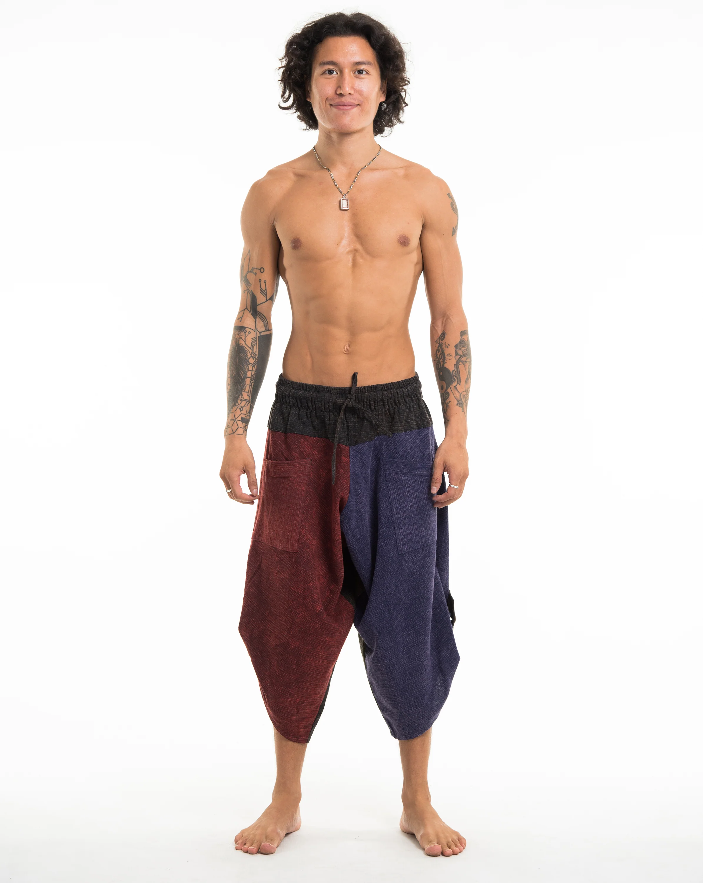 Men's Patchwork Stonewash Cropped Pants