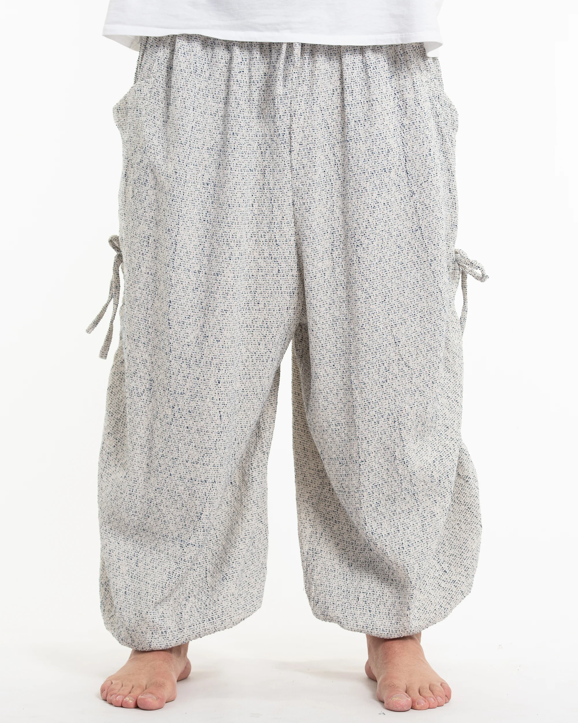 Plus Size Men's Ribbed Cotton Pants in Blue