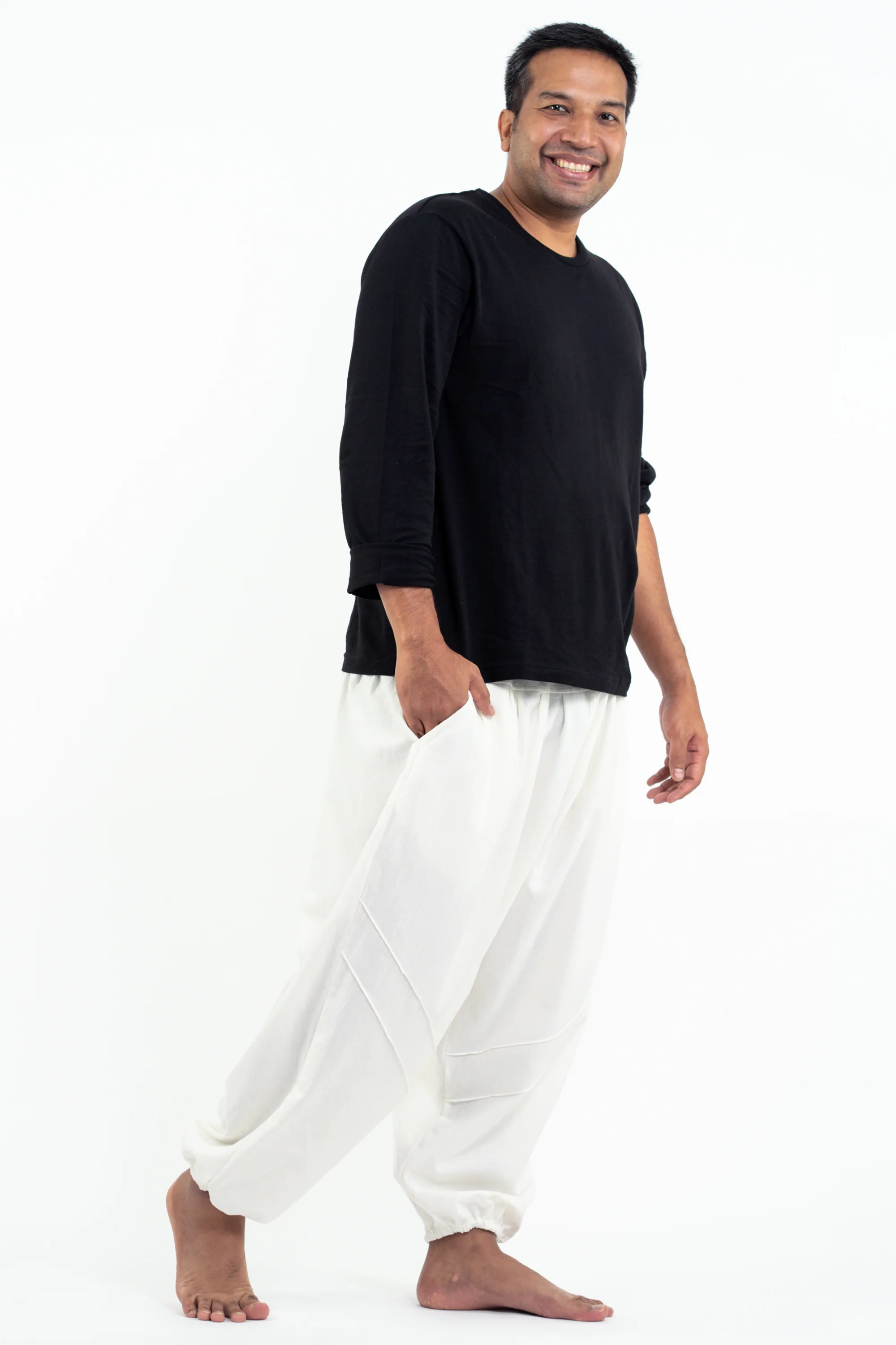 889-Plus-Size-Genie-Men-s-Cotton-Harem-Pants-in-White-3.webp Plus Size Genie Men's Cotton Harem Pants in White