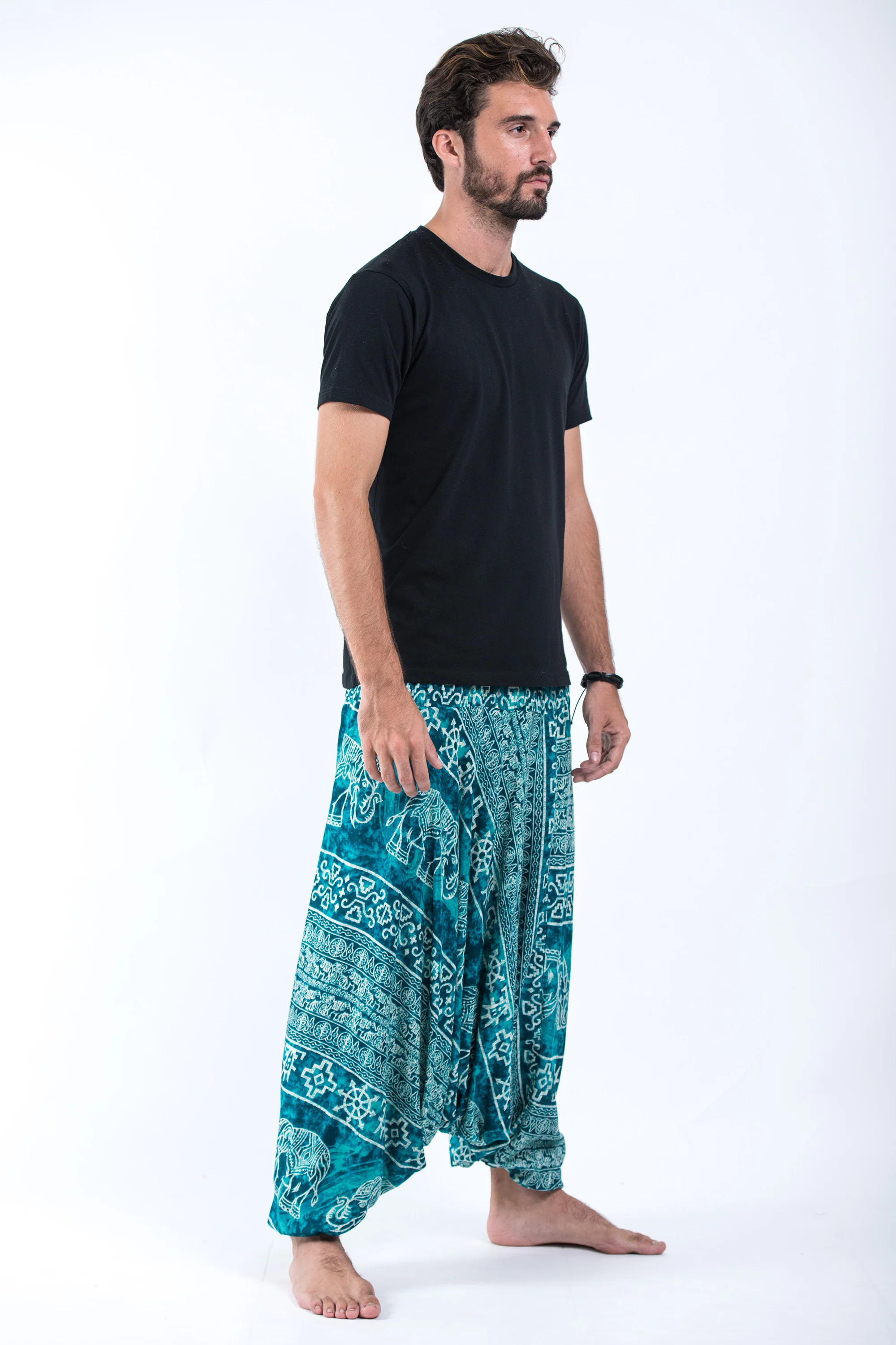 897-Marble-Elephant-Drop-Crotch-Men-s-Elephant-Pants-in-Turquoise-3.webp Marble Elephant Drop Crotch Men's Elephant Pants in Turquoise