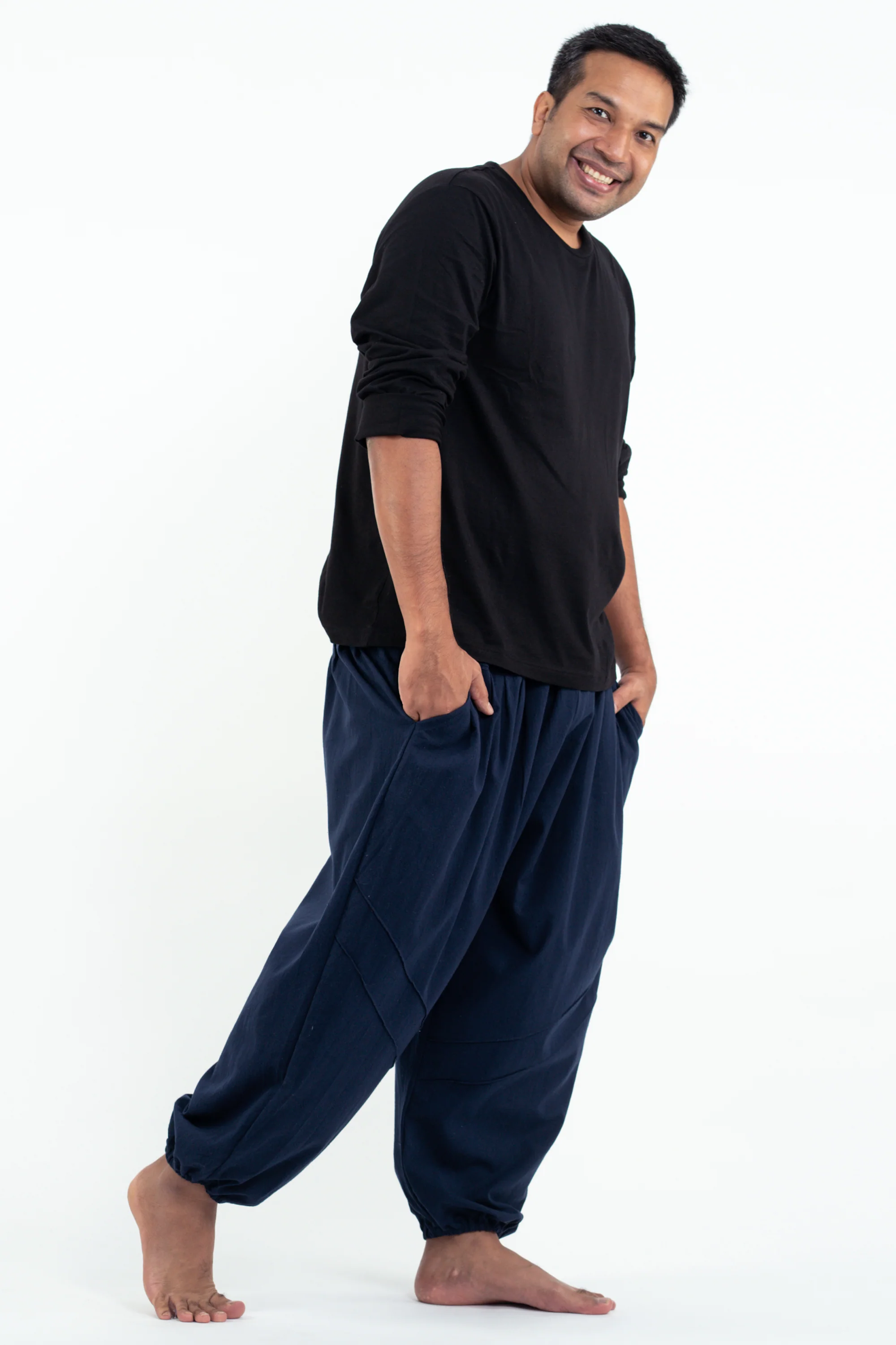 917-Plus-Size-Genie-Men-s-Cotton-Harem-Pants-in-Navy-3.webp Plus Size Genie Men's Cotton Harem Pants in Navy