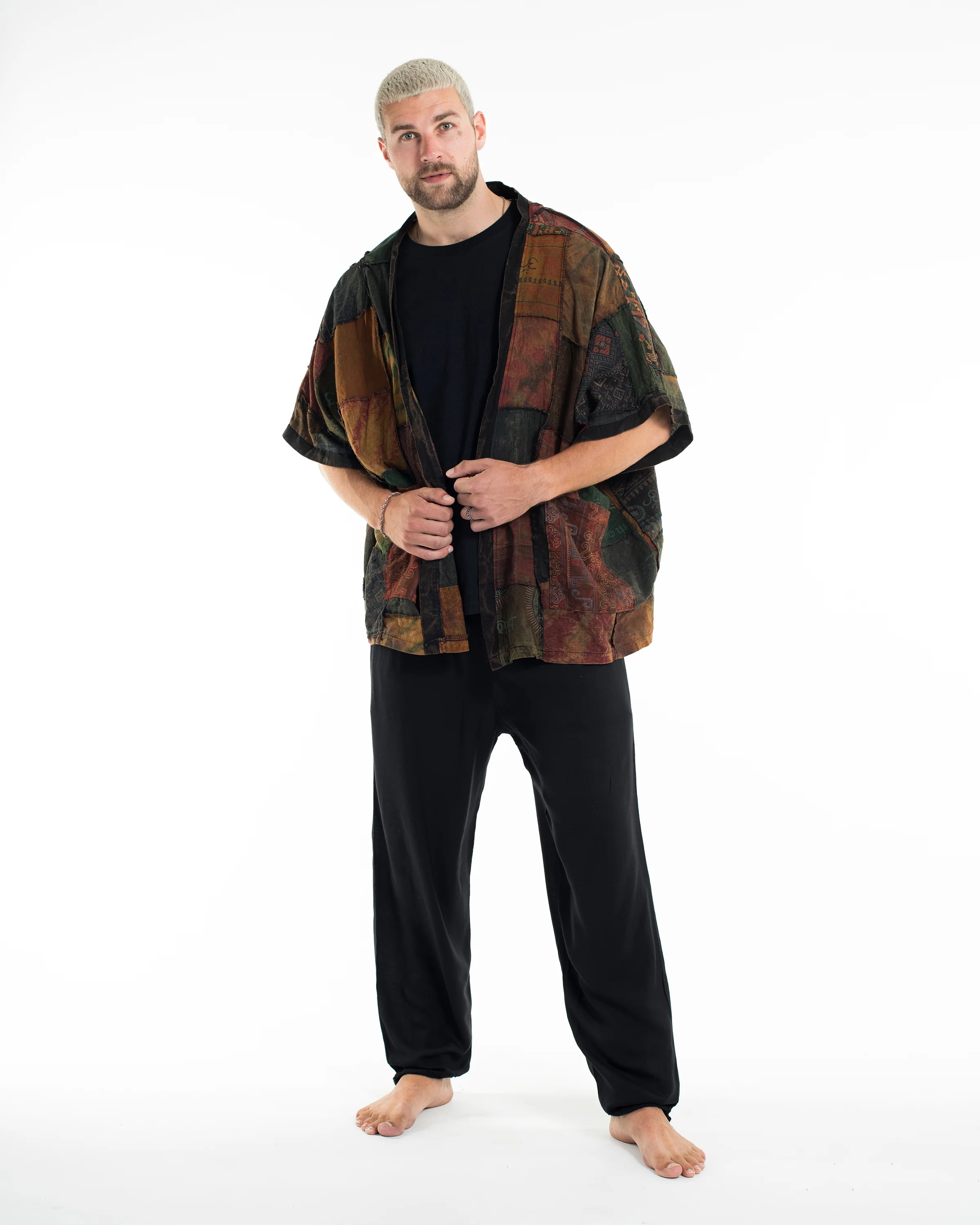 918-Patchwork-Stonewash-Cardigan-in-Multi-Olive-3.webp Patchwork Stonewash Cardigan in Multi Olive