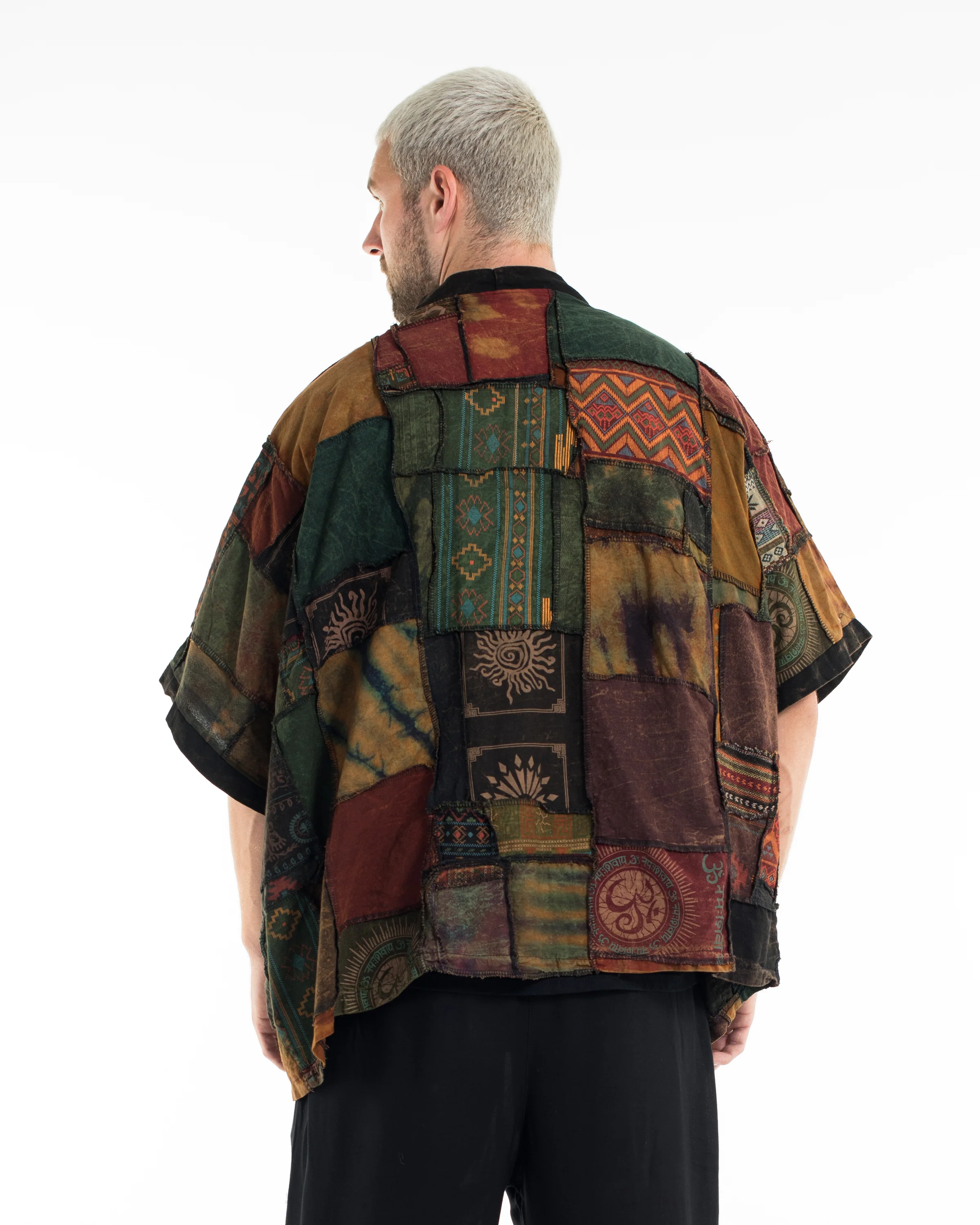 918-Patchwork-Stonewash-Cardigan-in-Multi-Olive-4.webp Patchwork Stonewash Cardigan in Multi Olive