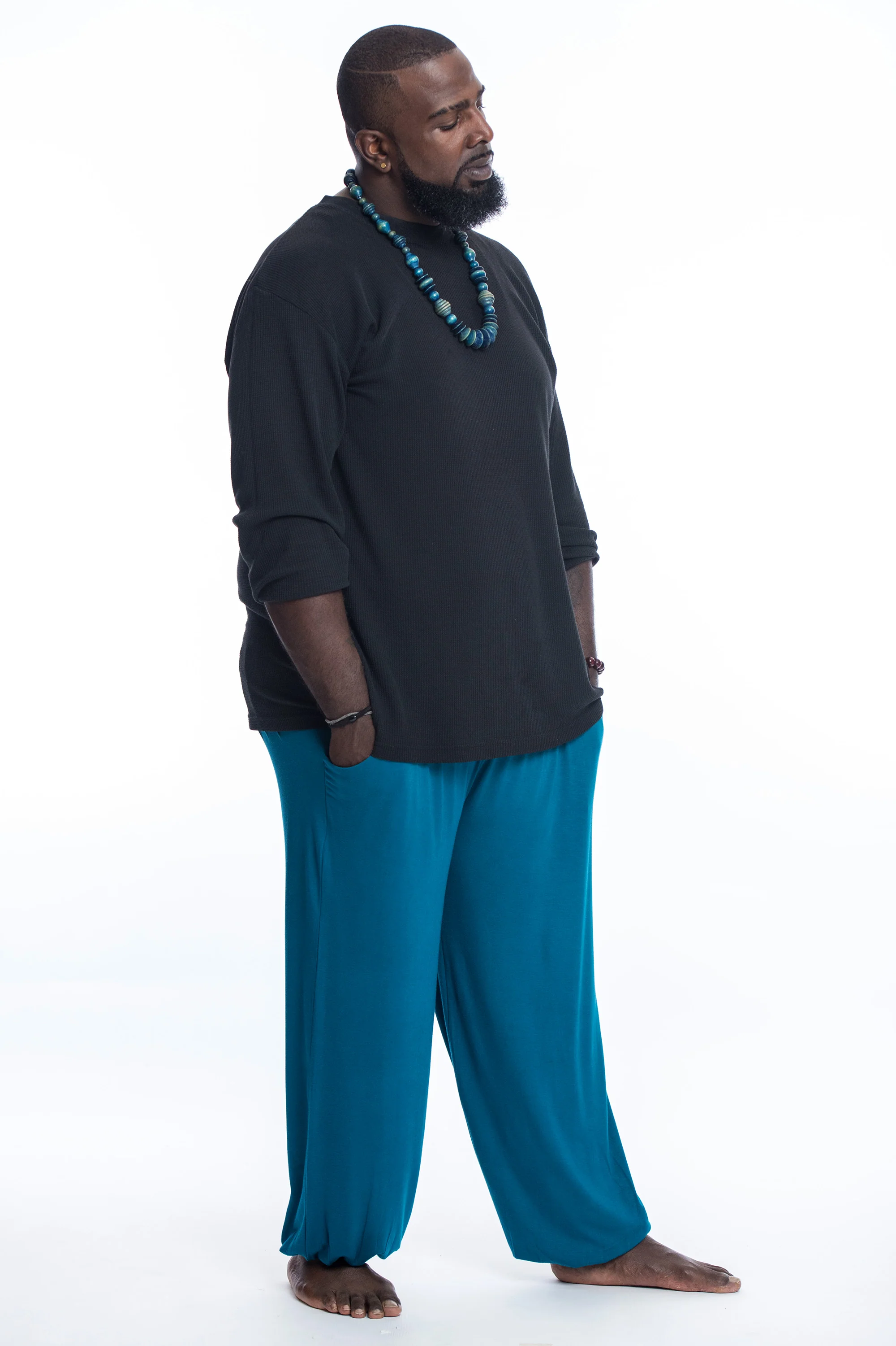 947-Plus-Size-Cotton-Men-Harem-Pants-in-Solid-Blue-3.webp Plus Size Cotton Men Harem Pants in Solid Blue