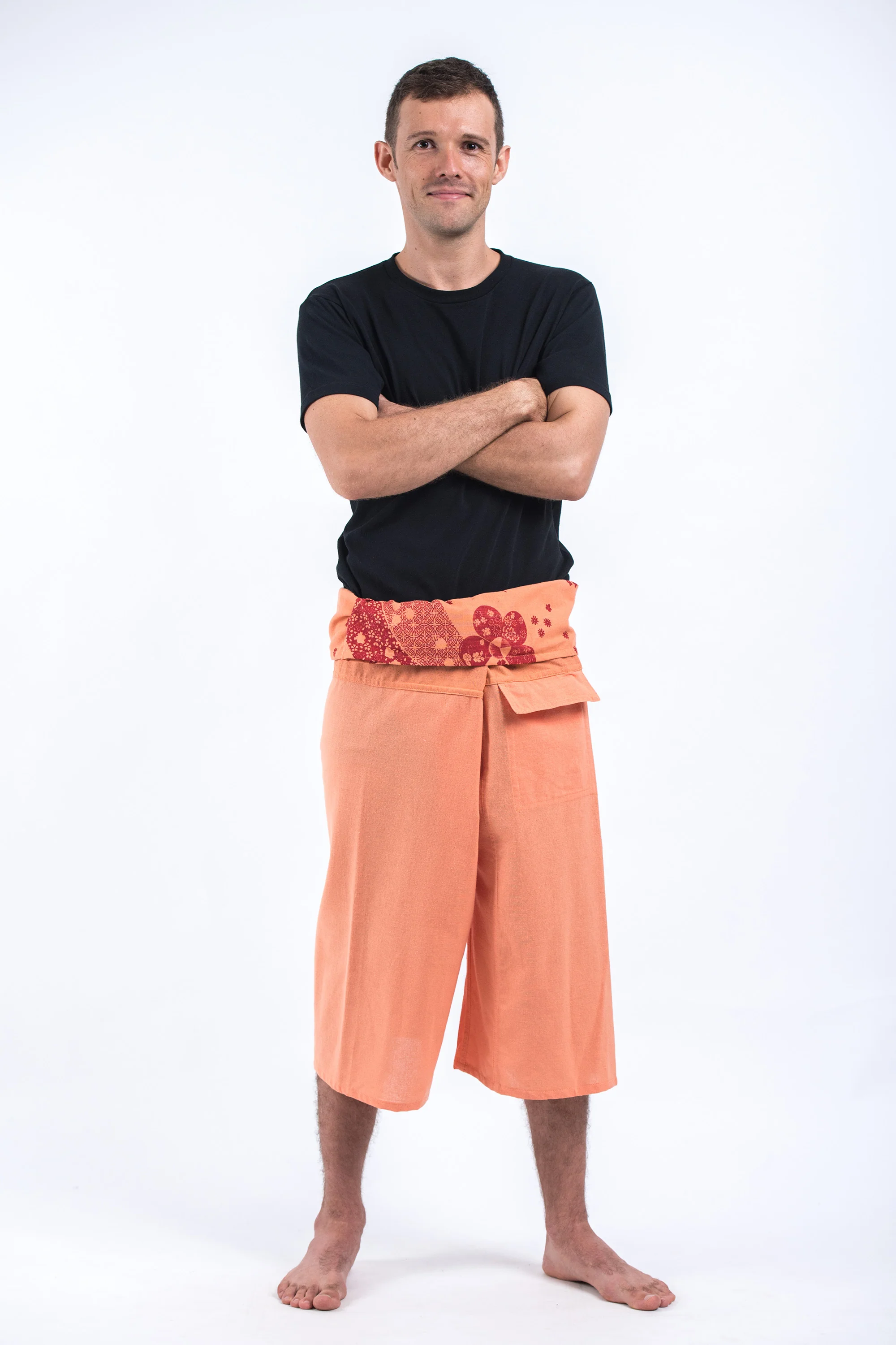 949-Men-s-Cropped-Fisherman-Pants-with-Pattern-Waist-Band-in-Light-Orange-4.webp Men's Cropped Fisherman Pants with Pattern Waist Band in Light Orange