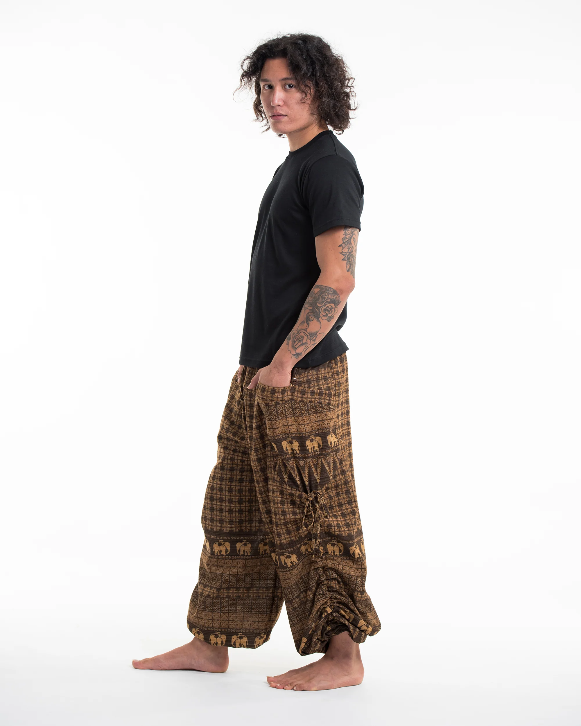 975-Men-s-Hill-Tribe-Cotton-Elephant-Pants-in-Brown-3.webp Men's Hill Tribe Cotton Elephant Pants in Brown