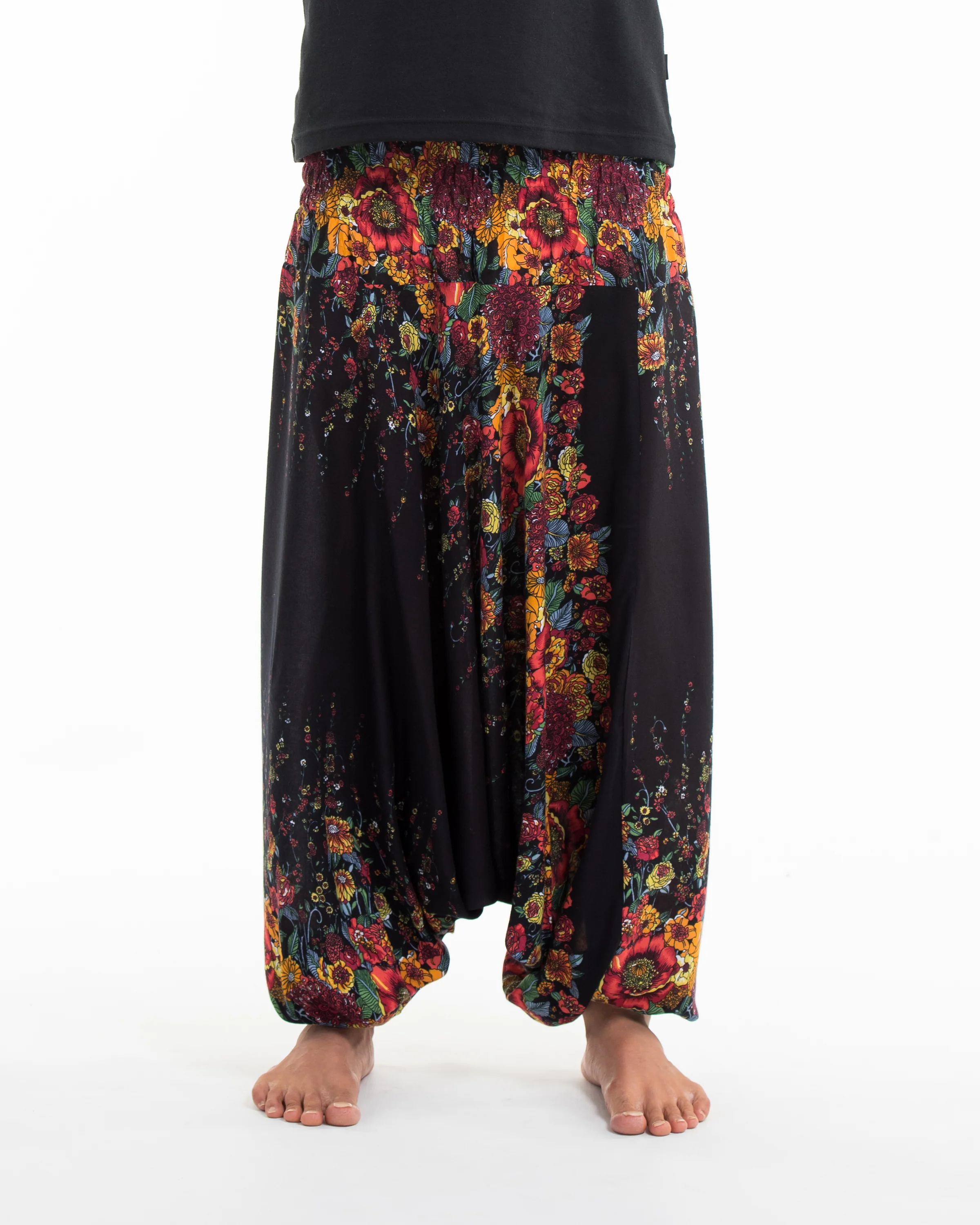 984-Floral-Drop-Crotch-Men-s-Harem-Pants-in-Black-3.webp Floral Drop Crotch Men's Harem Pants in Black