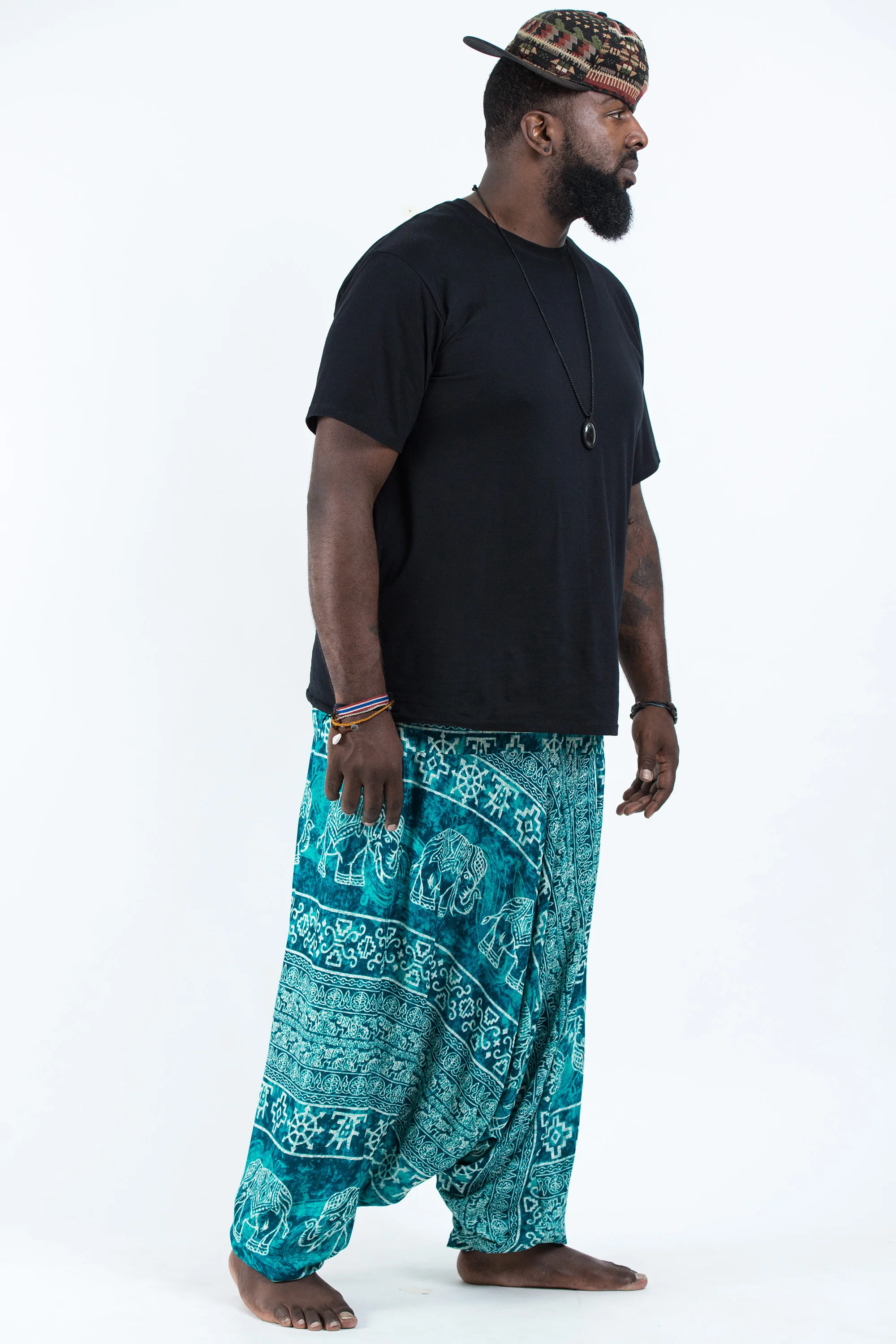 985-Plus-Size-Marble-Elephant-Drop-Crotch-Men-s-Elephant-Pants-in-Turquoise-3.webp Plus Size Marble Elephant Drop Crotch Men's Elephant Pants in Turquoise