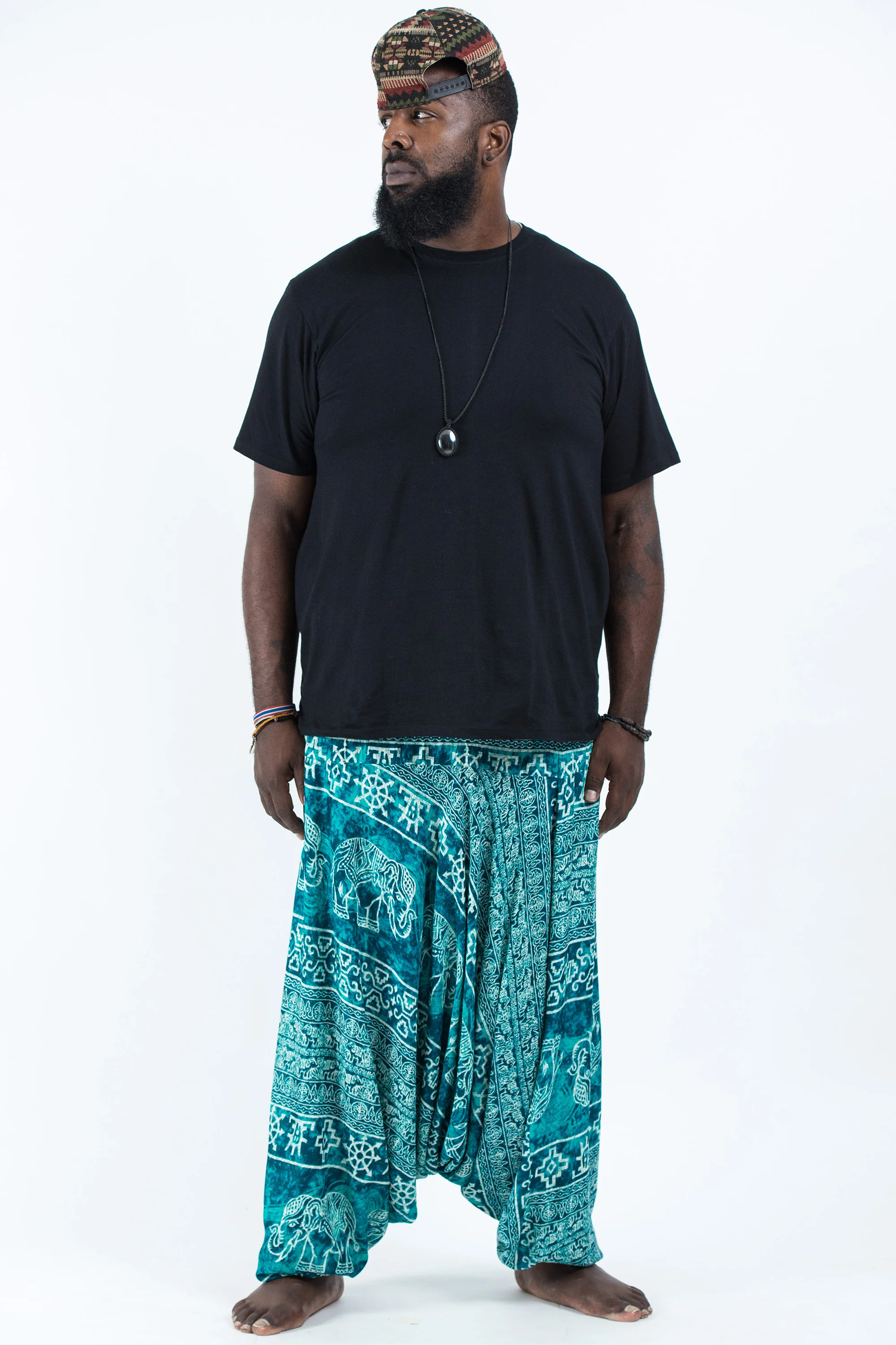 985-Plus-Size-Marble-Elephant-Drop-Crotch-Men-s-Elephant-Pants-in-Turquoise-4.webp Plus Size Marble Elephant Drop Crotch Men's Elephant Pants in Turquoise