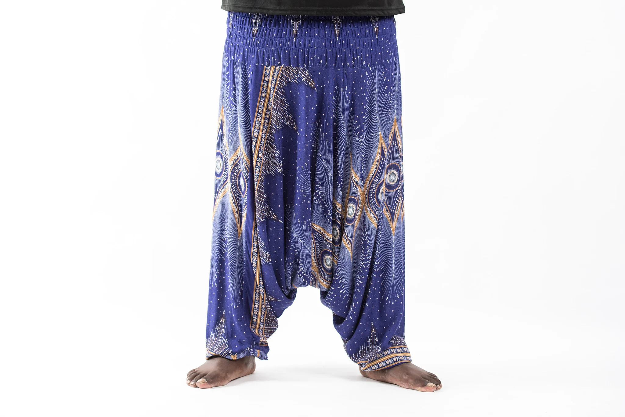 989-Plus-Size-Diamond-Peacock-Drop-Crotch-Men-s-Harem-Pants-in-Blue-2.webp Plus Size Diamond Peacock Drop Crotch Men's Harem Pants in Blue