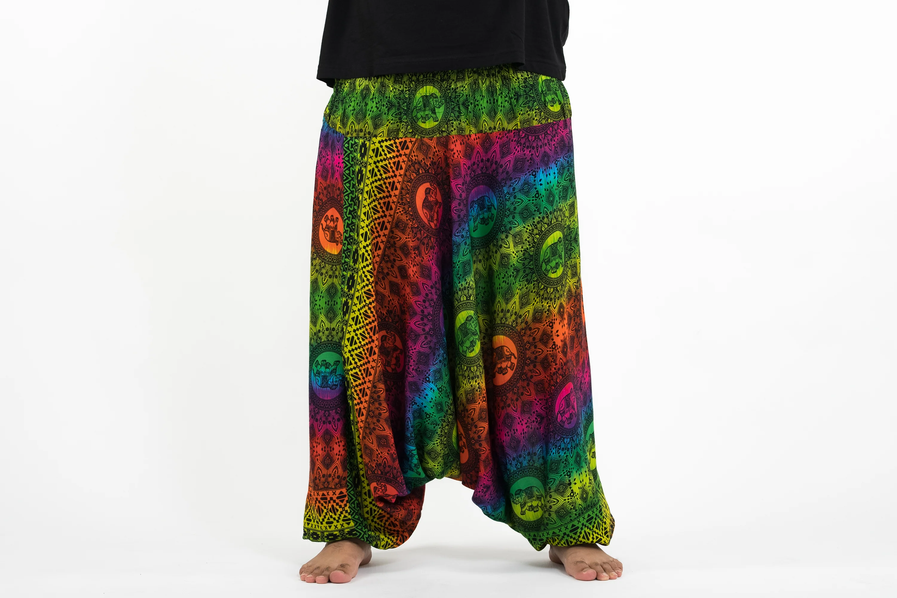 990-Plus-Size-Rainbow-Elephant-Drop-Crotch-Men-s-Elephant-Pants-in-Green-2.webp Plus Size Rainbow Elephant Drop Crotch Men's Elephant Pants in Green