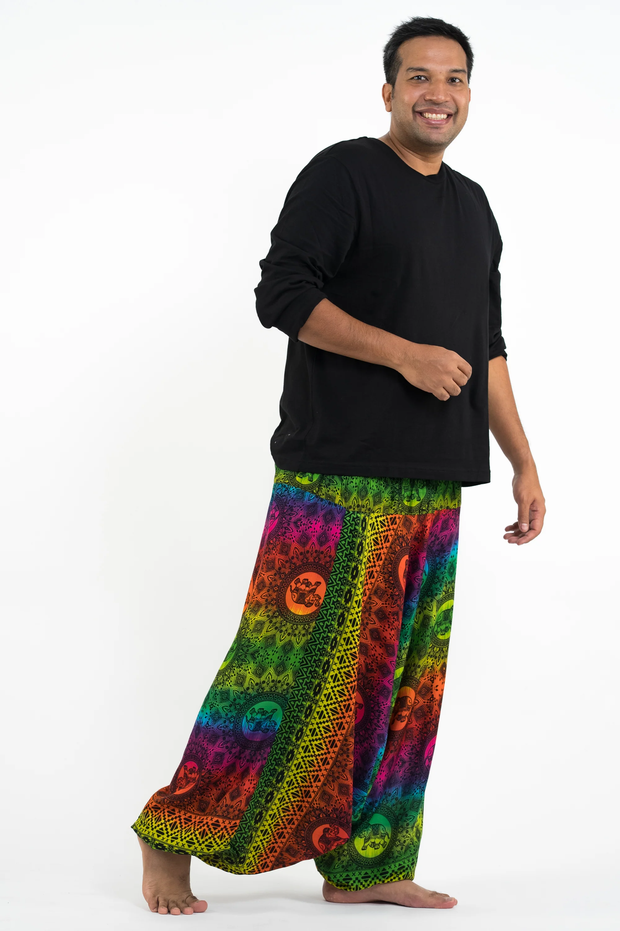 990-Plus-Size-Rainbow-Elephant-Drop-Crotch-Men-s-Elephant-Pants-in-Green-3.webp Plus Size Rainbow Elephant Drop Crotch Men's Elephant Pants in Green